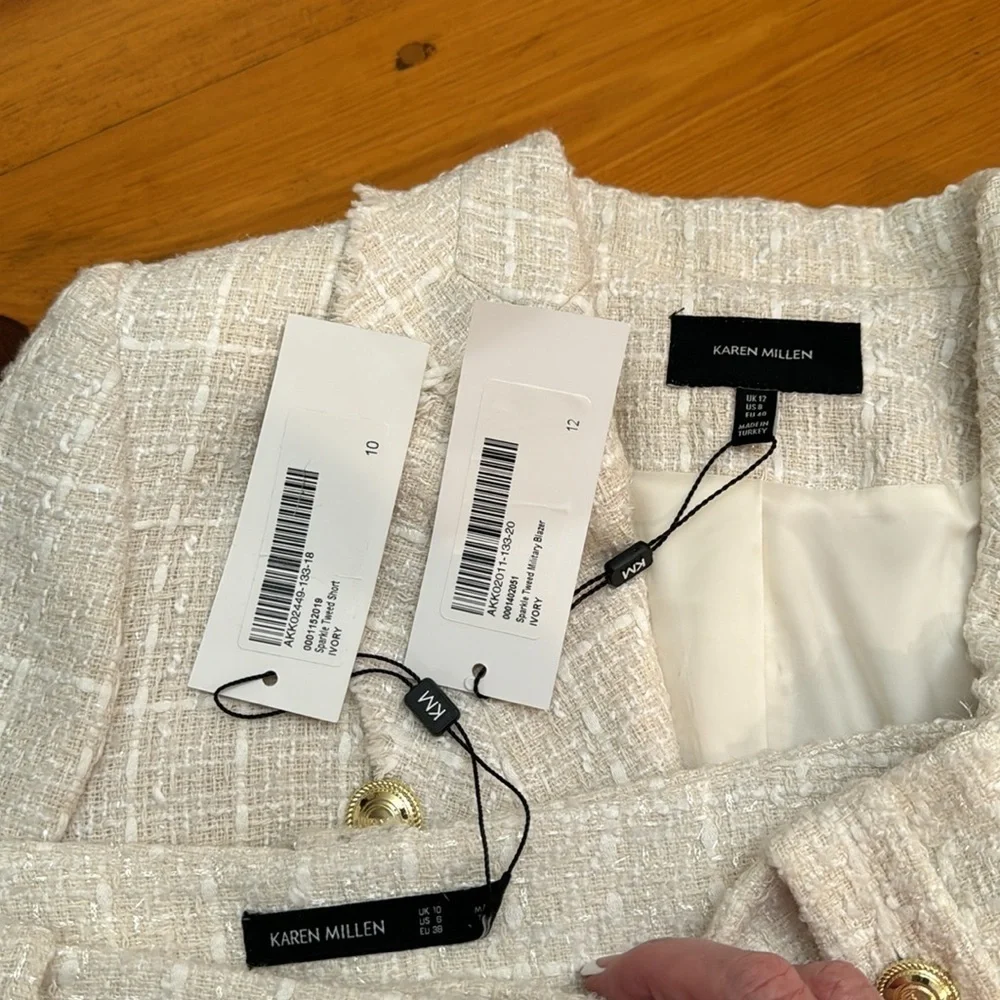 NWT Karen Millen Sparkle Tweed Military Blazer & Short Set - Picture 9 of 17